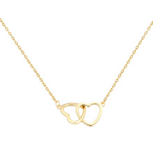 Shangjie OEM joyas Newest Gold Plated Fashion Simple Necklaces Jewelry Dainty Intersetant Friendship Double Heart Necklaces